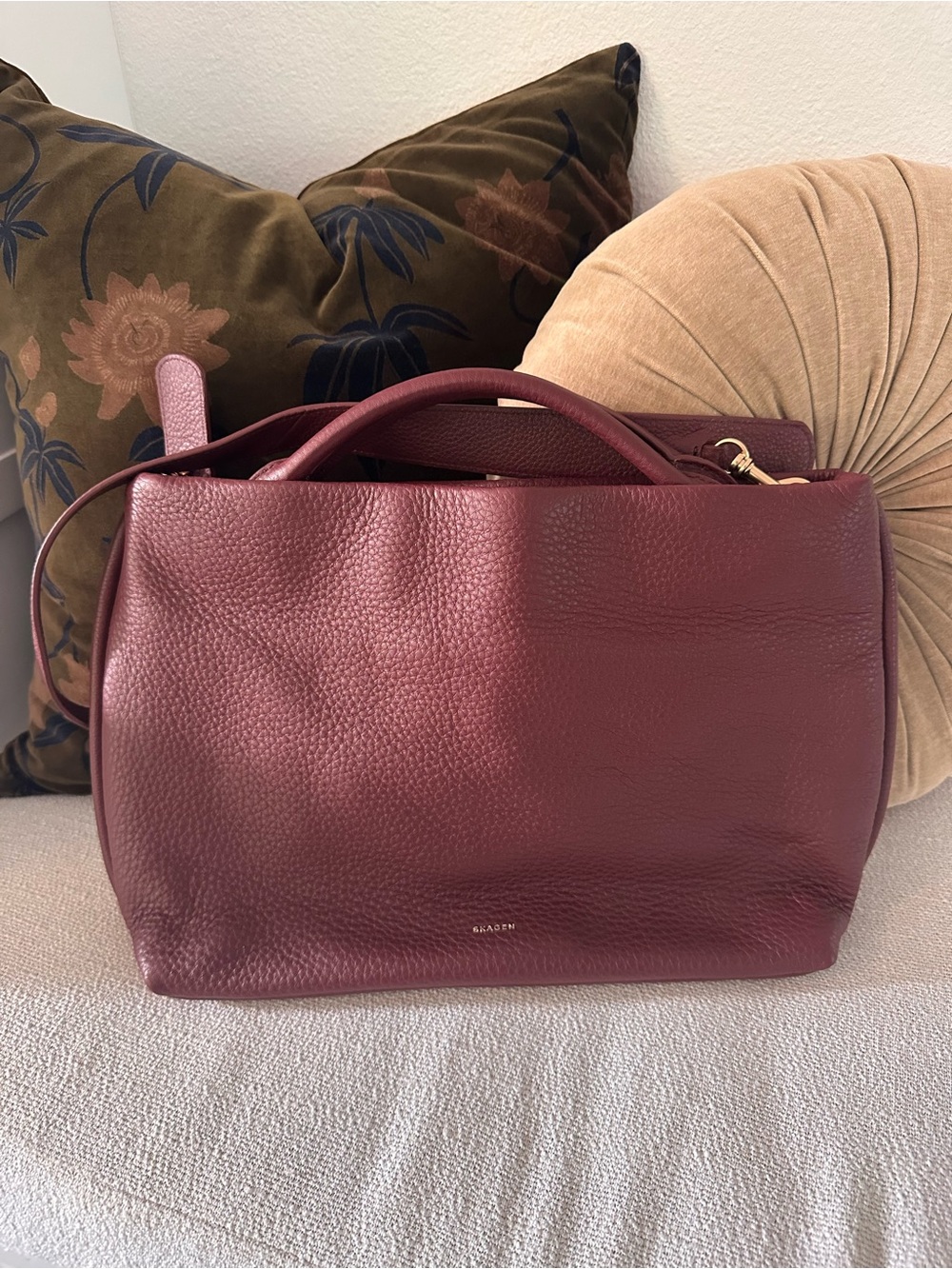 Skagen Burgundy Leather Shoulder Bag